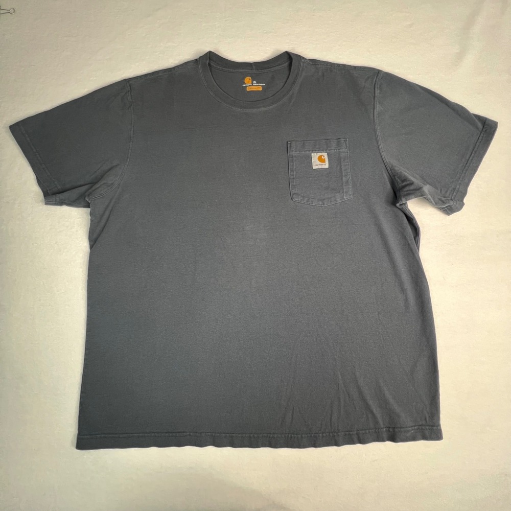 Carhartt Mens K87 Short Sleeve Pocket T-Shirt XL Original Fit Faded Navy Blue